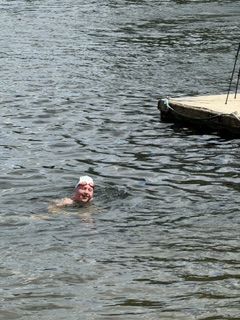 Student open water swimming