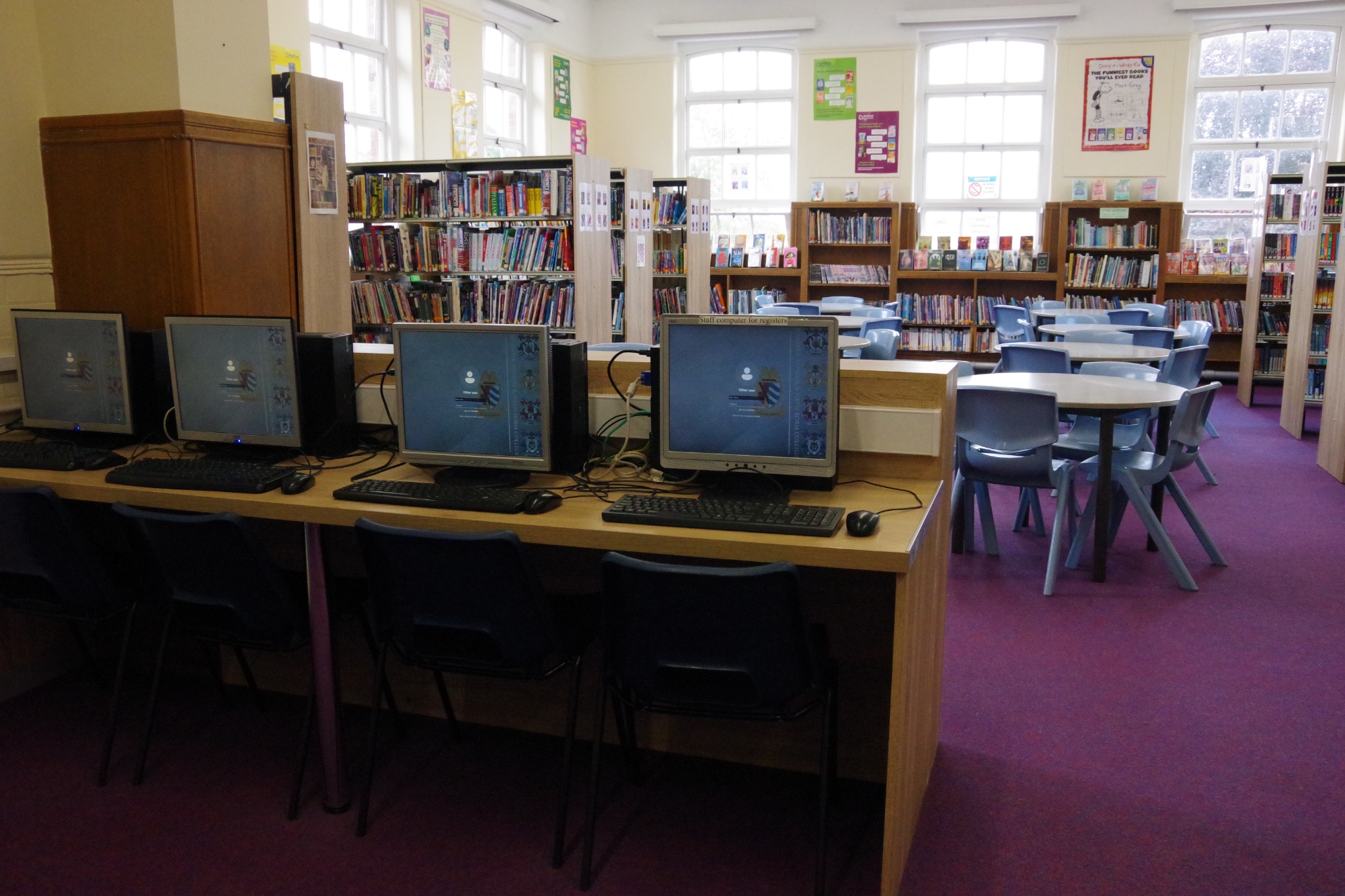 Photograph of the library computers