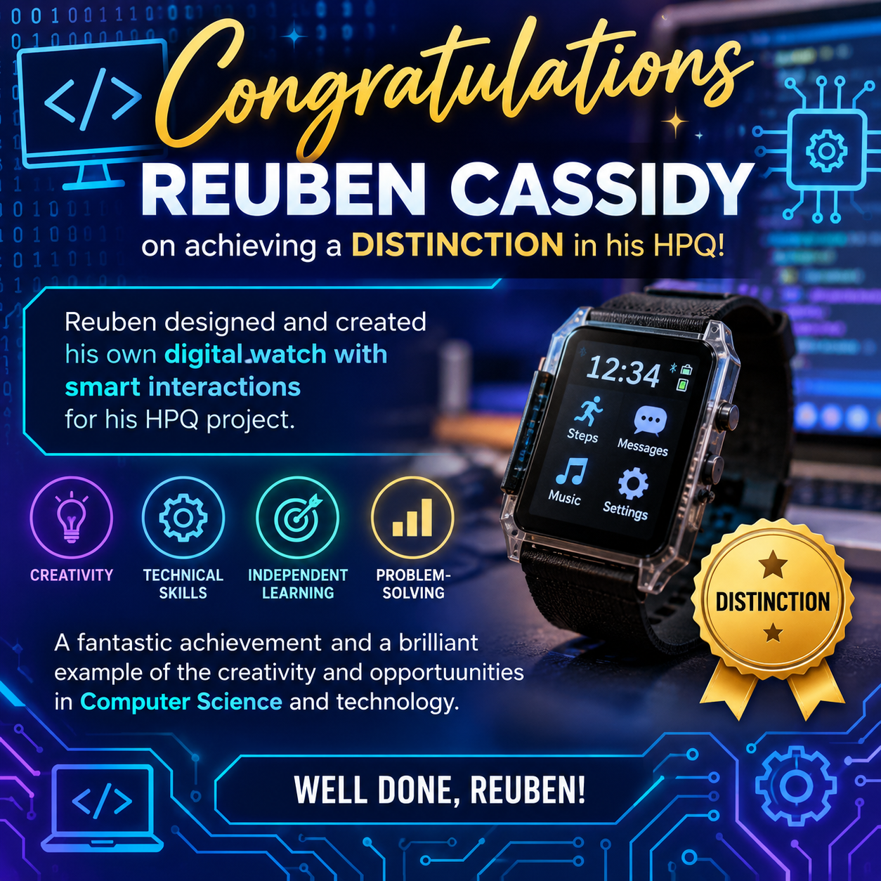 Poster celebrating students HPQ distinction