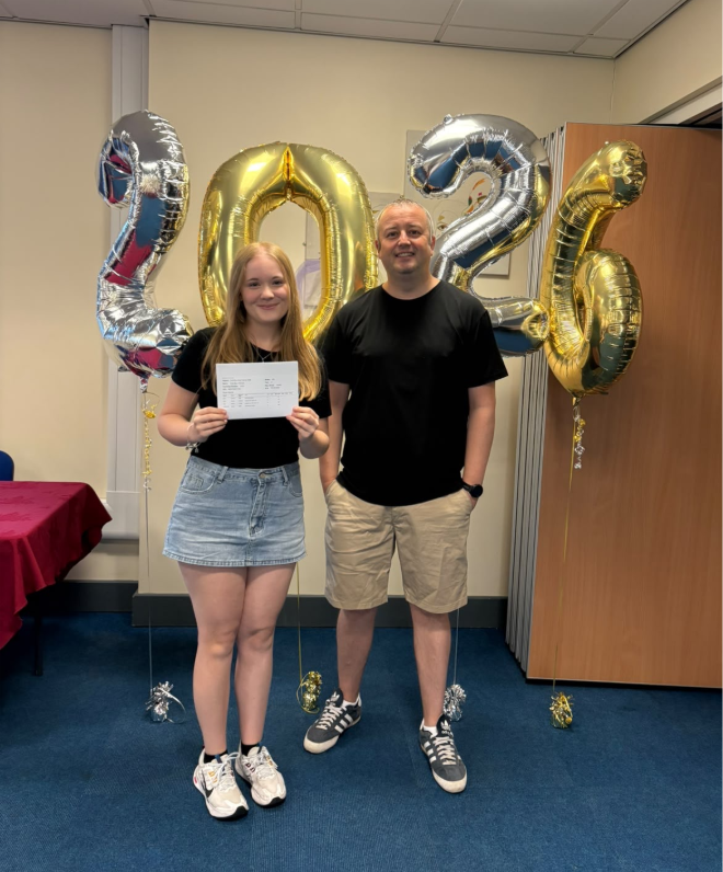Student celebrating A' Level Results
